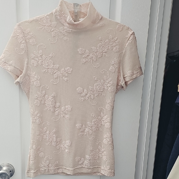 kay seline Tops - Celine Blush Pink Lace Blouse
